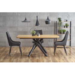 'DERRICK Extendable Table in Natural Oak / Black'