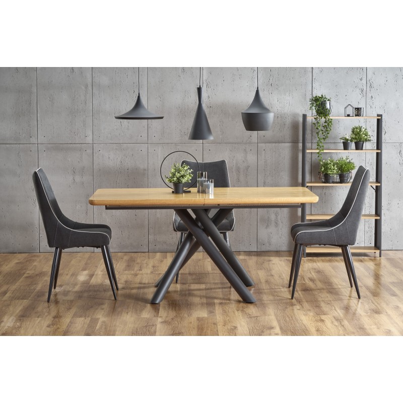 'DERRICK Extendable Table in Natural Oak / Black'