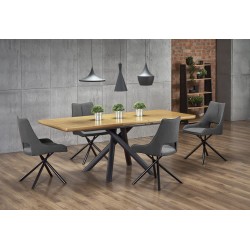 'DERRICK Extendable Table in Natural Oak / Black' 'DERRICK Extendable Table in Natural Oak / Black'