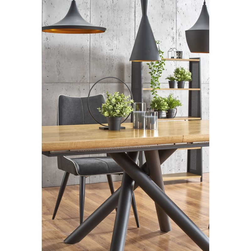 'DERRICK Extendable Table in Natural Oak / Black' 'DERRICK Extendable Table in Natural Oak / Black'