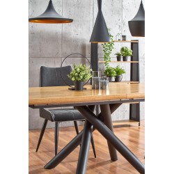 'DERRICK Extendable Table in Natural Oak / Black' 'DERRICK Extendable Table in Natural Oak / Black'