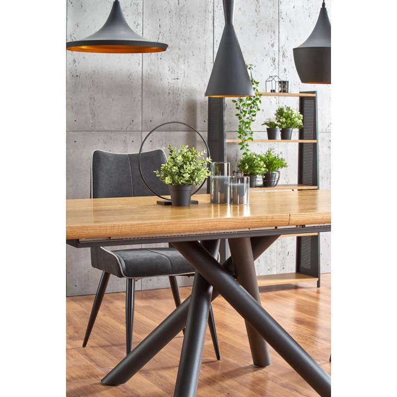 'DERRICK Extendable Table in Natural Oak / Black' 'DERRICK Extendable Table in Natural Oak / Black'