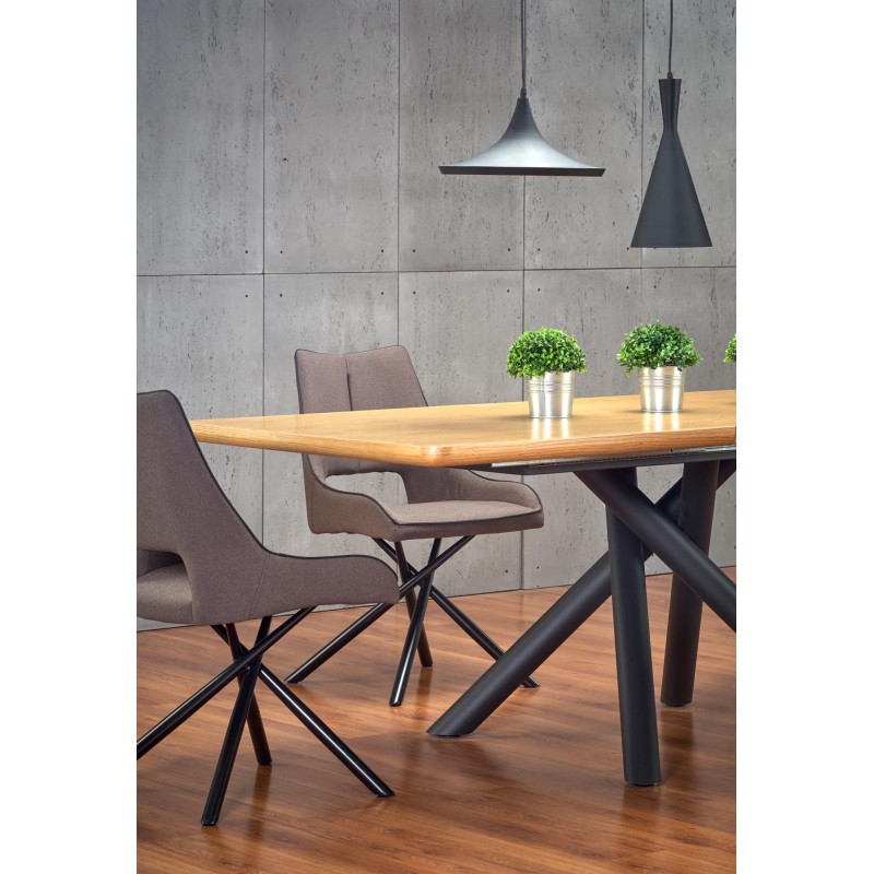 'DERRICK Extendable Table in Natural Oak / Black' 'DERRICK Extendable Table in Natural Oak / Black'