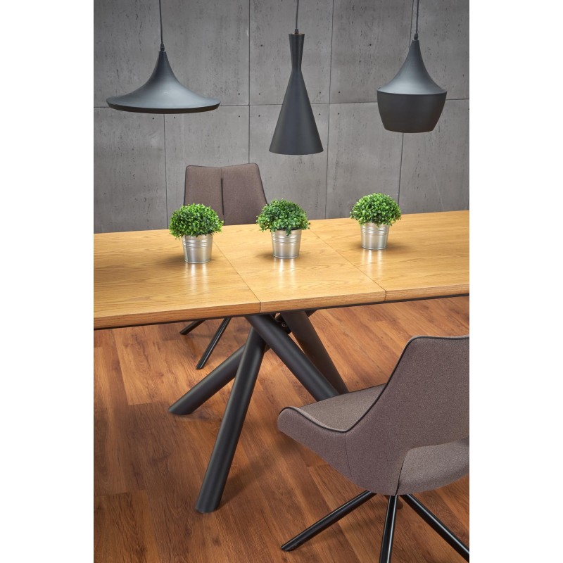 'DERRICK Extendable Table in Natural Oak / Black' 'DERRICK Extendable Table in Natural Oak / Black'