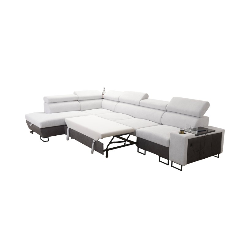 Prestige XI Maxi Corner Sofa with Sleeping Function and USB Port | Upholstered Corner Sofa, Soft to the Touch, Freya 210.18 + Ta Prestige XI Maxi Corner Sofa with Sleeping Function and USB Port | Upholstered Corner Sofa, Soft to the Touch, Freya 210.18 + Ta