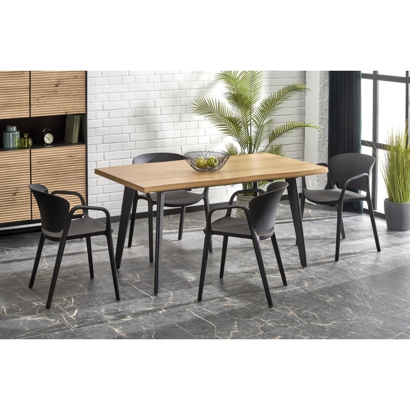 'DICKSON 2 Extendable Table 150-210/90 cm, Top - Natural, Legs - Black' 'DICKSON 2 Extendable Table 150-210/90 cm, Top - Natural, Legs - Black'