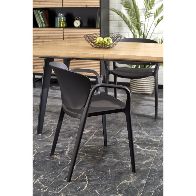 'DICKSON 2 Extendable Table 150-210/90 cm, Top - Natural, Legs - Black' 'DICKSON 2 Extendable Table 150-210/90 cm, Top - Natural, Legs - Black'