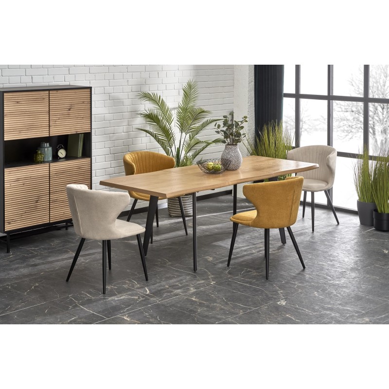 'DICKSON 2 Extendable Table 150-210/90 cm, Top - Natural, Legs - Black' 'DICKSON 2 Extendable Table 150-210/90 cm, Top - Natural, Legs - Black'