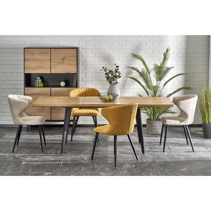'DICKSON 2 Extendable Table 150-210/90 cm, Top - Natural, Legs - Black' 'DICKSON 2 Extendable Table 150-210/90 cm, Top - Natural, Legs - Black'