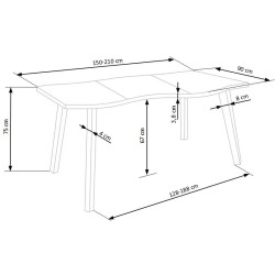 'DICKSON 2 Extendable Table 150-210/90 cm, Top - Natural, Legs - Black' 'DICKSON 2 Extendable Table 150-210/90 cm, Top - Natural, Legs - Black'