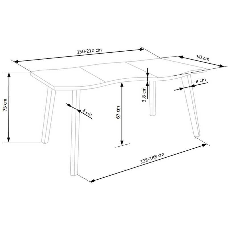 'DICKSON 2 Extendable Table 150-210/90 cm, Top - Natural, Legs - Black' 'DICKSON 2 Extendable Table 150-210/90 cm, Top - Natural, Legs - Black'