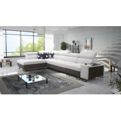 Ecksofa Prestige XI Maxi mit Schlaffunktion und USB-Anschluss | Gepolsterte Ecksofa Weich im Griff, Freya 210.18 + Tauro 8207