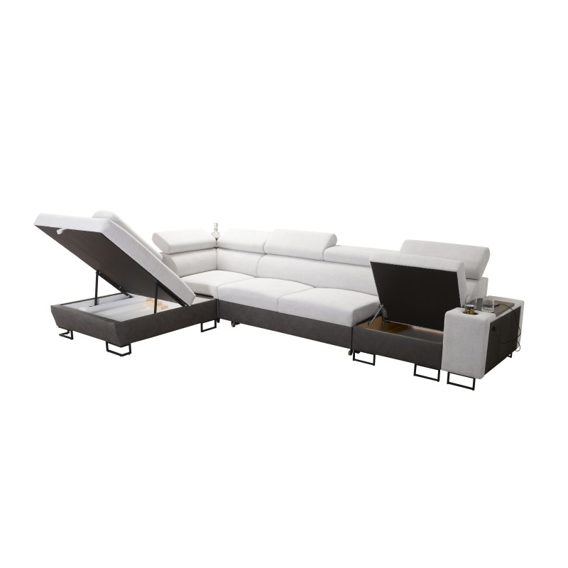 Prestige XI Maxi Corner Sofa with Sleeping Function and USB Port | Upholstered Corner Sofa, Soft to the Touch, Freya 210.18 + Ta Prestige XI Maxi Corner Sofa with Sleeping Function and USB Port | Upholstered Corner Sofa, Soft to the Touch, Freya 210.18 + Ta
