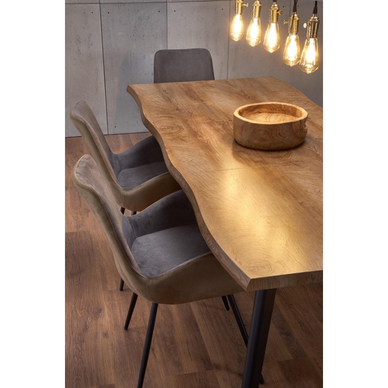 'DICKSON Extendable Table 120-180/80 cm, Top - Natural, Legs - Black' 'DICKSON Extendable Table 120-180/80 cm, Top - Natural, Legs - Black'