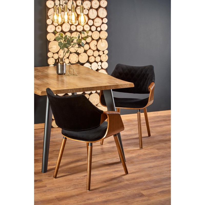 'DICKSON Extendable Table 150-210/90 cm, Top - Natural, Legs - Black' 'DICKSON Extendable Table 150-210/90 cm, Top - Natural, Legs - Black'