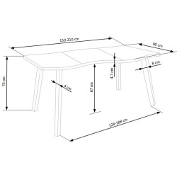 'DICKSON Extendable Table 150-210/90 cm, Top - Natural, Legs - Black' 'DICKSON Extendable Table 150-210/90 cm, Top - Natural, Legs - Black'