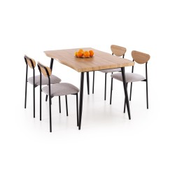 'DICKY Set: Table + 4 Chairs, Natural / Black / Ash'