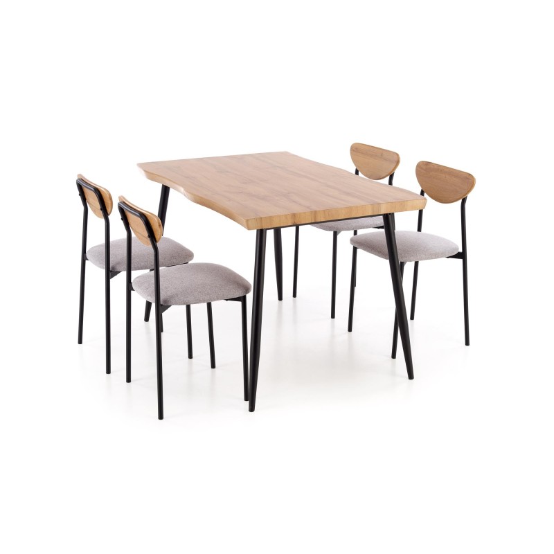 'DICKY Set: Table + 4 Chairs, Natural / Black / Ash' 'DICKY Set: Table + 4 Chairs, Natural / Black / Ash'