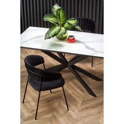 'DIESEL Extendable Table Top - White Marble / Ash Grey, Legs - Black' 'DIESEL Extendable Table Top - White Marble / Ash Grey, Legs - Black'