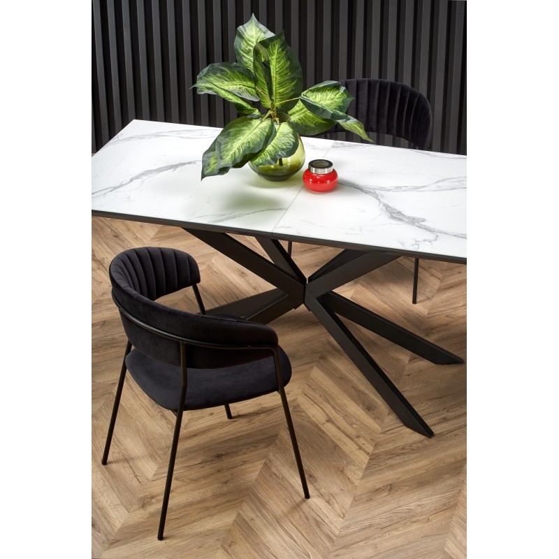 'DIESEL Extendable Table Top - White Marble / Ash Grey, Legs - Black' 'DIESEL Extendable Table Top - White Marble / Ash Grey, Legs - Black'