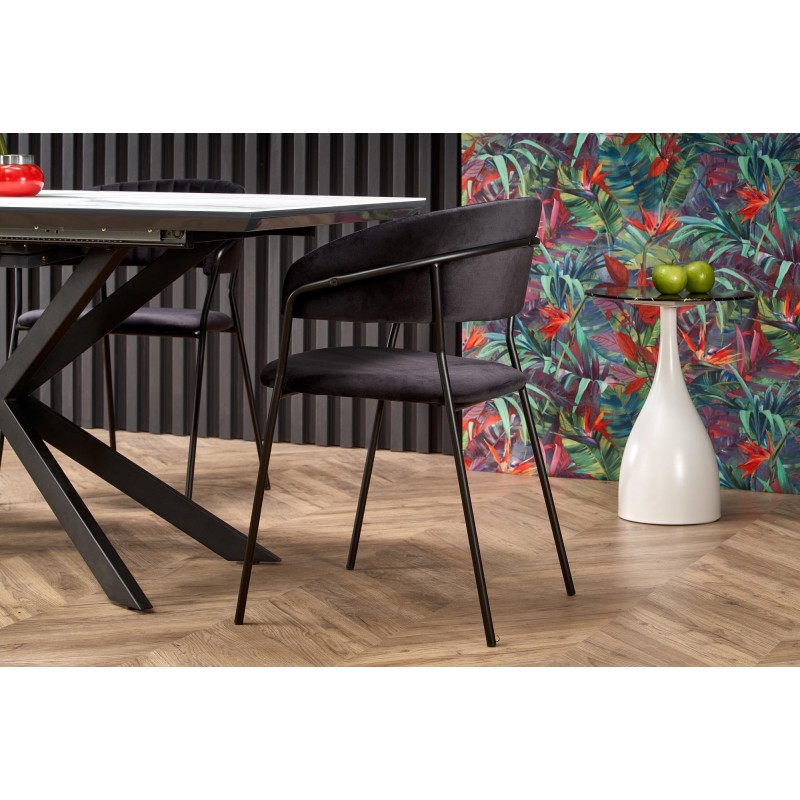 'DIESEL Extendable Table Top - White Marble / Ash Grey, Legs - Black' 'DIESEL Extendable Table Top - White Marble / Ash Grey, Legs - Black'