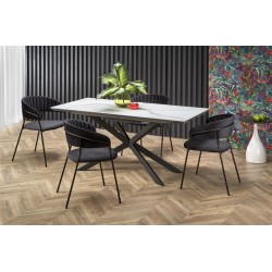 'DIESEL Extendable Table Top - White Marble / Ash Grey, Legs - Black' 'DIESEL Extendable Table Top - White Marble / Ash Grey, Legs - Black'