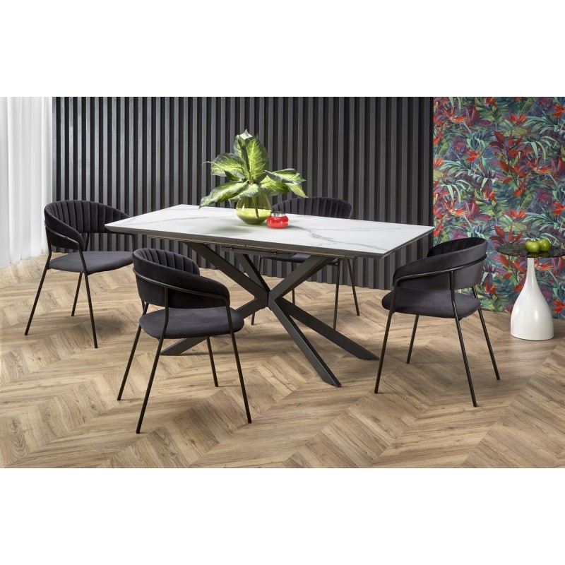 'DIESEL Extendable Table Top - White Marble / Ash Grey, Legs - Black' 'DIESEL Extendable Table Top - White Marble / Ash Grey, Legs - Black'