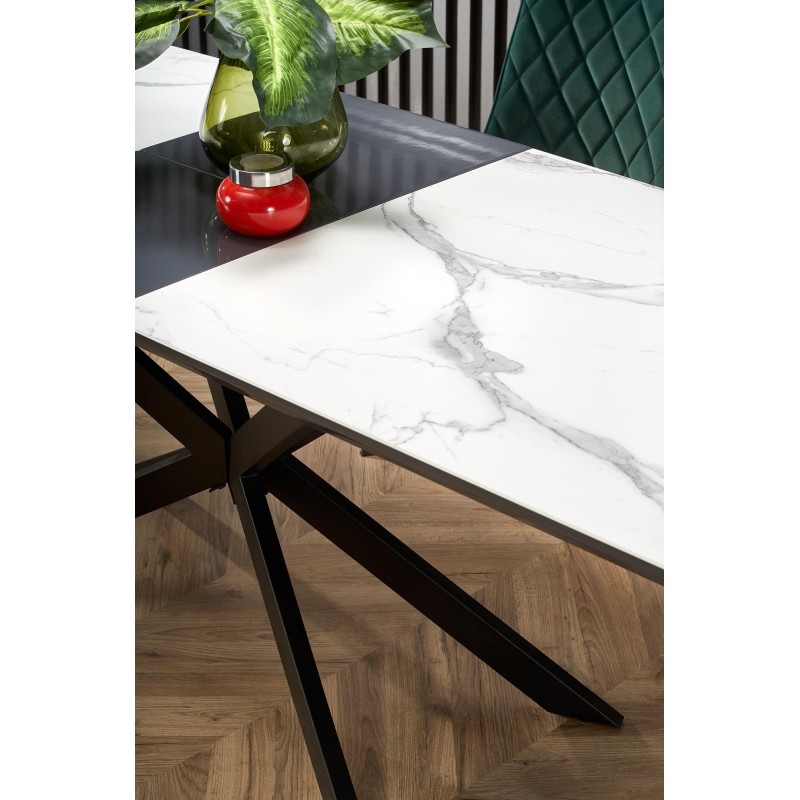'DIESEL Extendable Table Top - White Marble / Ash Grey, Legs - Black' 'DIESEL Extendable Table Top - White Marble / Ash Grey, Legs - Black'