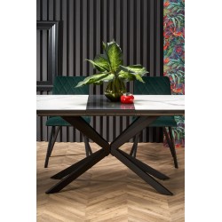 'DIESEL Extendable Table Top - White Marble / Ash Grey, Legs - Black' 'DIESEL Extendable Table Top - White Marble / Ash Grey, Legs - Black'