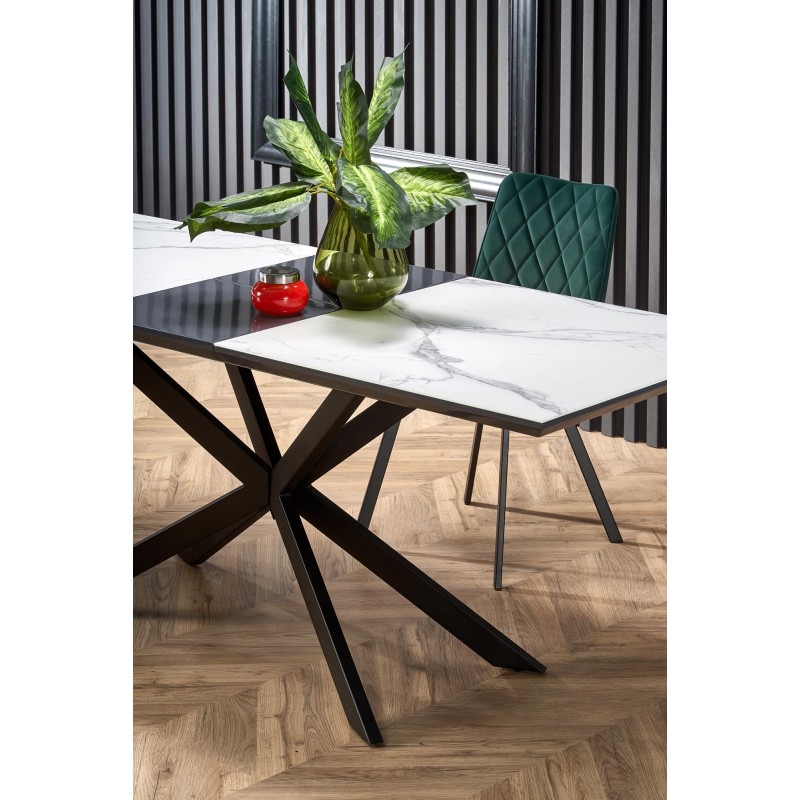 'DIESEL Extendable Table Top - White Marble / Ash Grey, Legs - Black' 'DIESEL Extendable Table Top - White Marble / Ash Grey, Legs - Black'