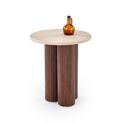 'DOROTEA_S Travertine Coffee Table / Walnut'