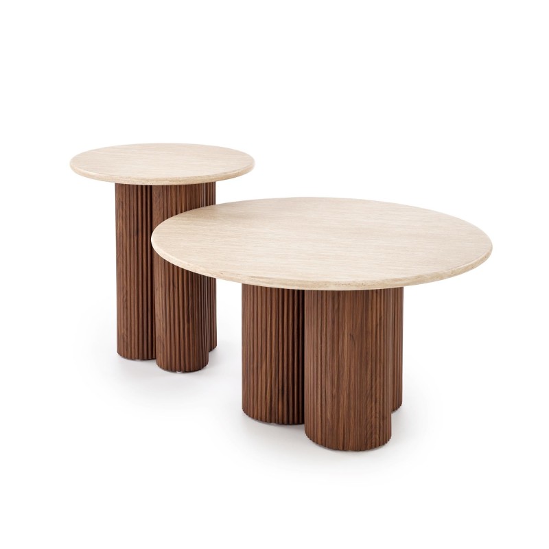 'DOROTEA_S Travertine Coffee Table / Walnut' 'DOROTEA_S Travertine Coffee Table / Walnut'