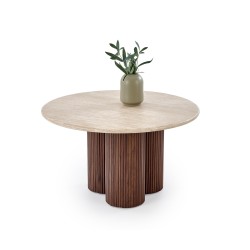 'DOROTEA Travertine Coffee Table / Walnut'