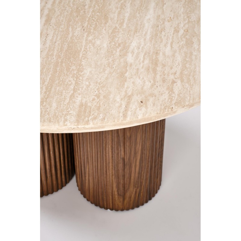 'DOROTEA Travertine Coffee Table / Walnut' 'DOROTEA Travertine Coffee Table / Walnut'