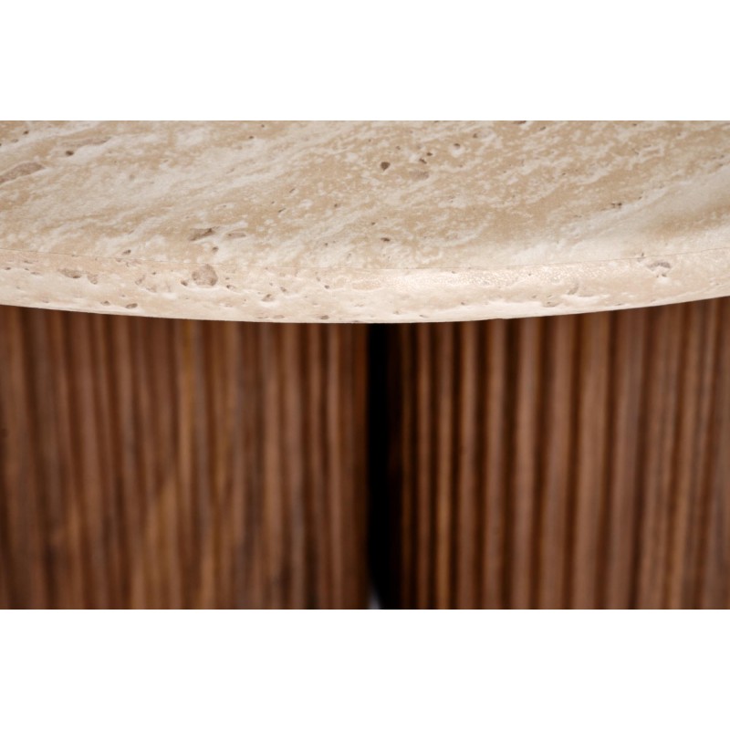 'DOROTEA Travertine Coffee Table / Walnut' 'DOROTEA Travertine Coffee Table / Walnut'