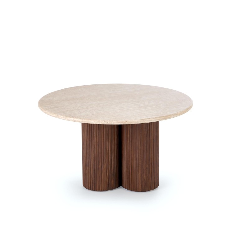 'DOROTEA Travertine Coffee Table / Walnut' 'DOROTEA Travertine Coffee Table / Walnut'