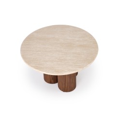 'DOROTEA Travertine Coffee Table / Walnut' 'DOROTEA Travertine Coffee Table / Walnut'