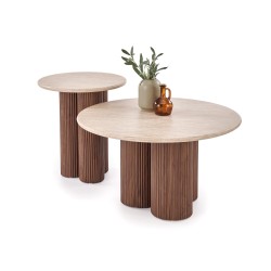 'DOROTEA Travertine Coffee Table / Walnut' 'DOROTEA Travertine Coffee Table / Walnut'