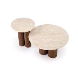 'DOROTEA Travertine Coffee Table / Walnut' 'DOROTEA Travertine Coffee Table / Walnut'