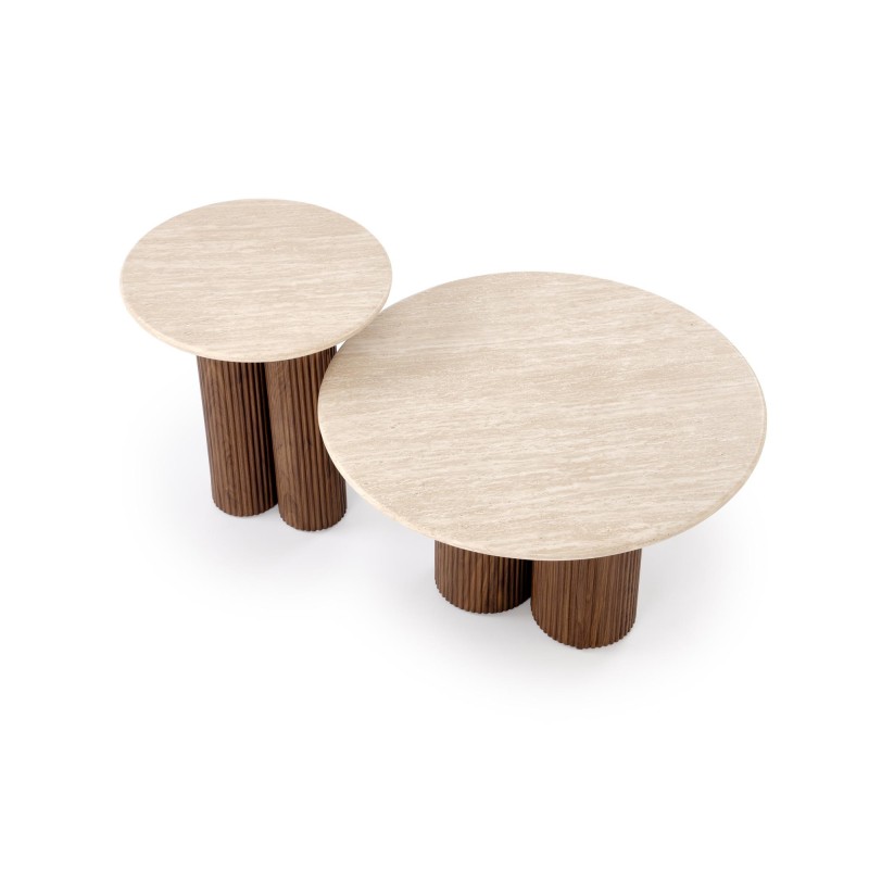 'DOROTEA Travertine Coffee Table / Walnut' 'DOROTEA Travertine Coffee Table / Walnut'