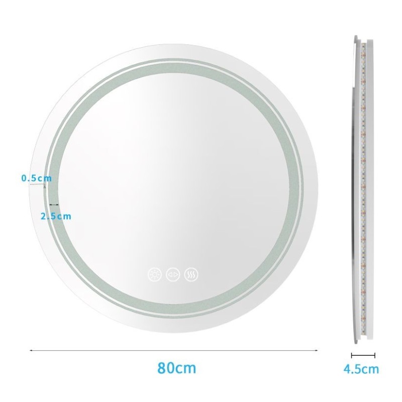 'DOVER 80 Bathroom Wall Mirror, Silver' 'DOVER 80 Bathroom Wall Mirror, Silver'