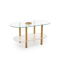 "DUCAT Coffee Table, White Marble / Transparent / Gold"