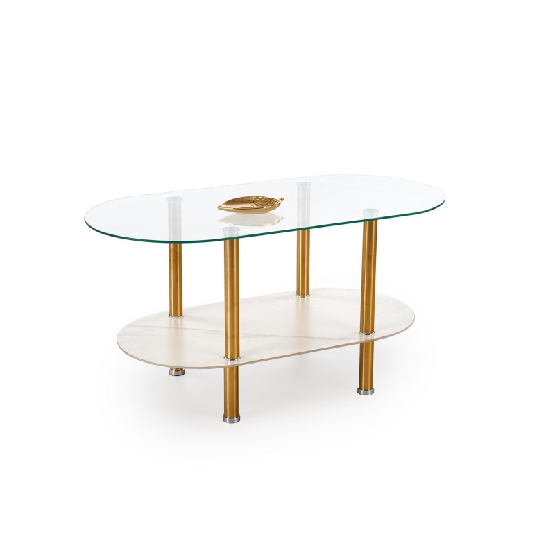 "DUCAT Coffee Table, White Marble / Transparent / Gold" "DUCAT Coffee Table, White Marble / Transparent / Gold"