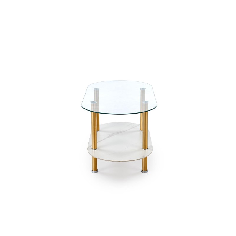 "DUCAT Coffee Table, White Marble / Transparent / Gold" "DUCAT Coffee Table, White Marble / Transparent / Gold"