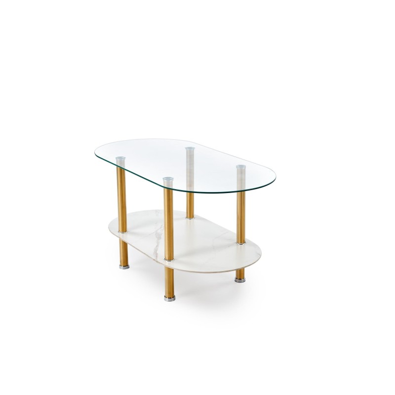"DUCAT Coffee Table, White Marble / Transparent / Gold" "DUCAT Coffee Table, White Marble / Transparent / Gold"