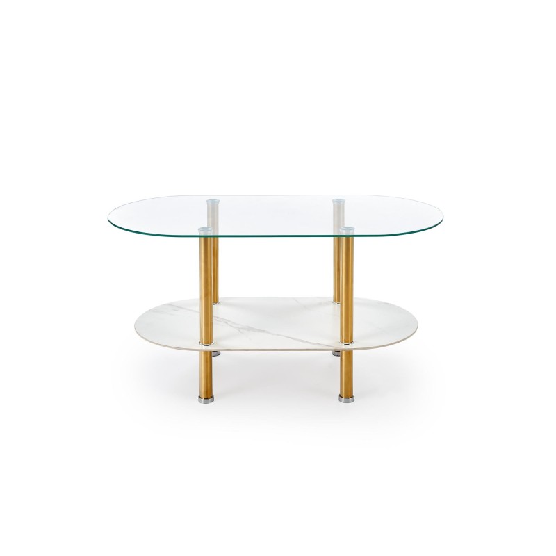 "DUCAT Coffee Table, White Marble / Transparent / Gold" "DUCAT Coffee Table, White Marble / Transparent / Gold"