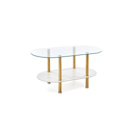 "DUCAT Coffee Table, White Marble / Transparent / Gold" "DUCAT Coffee Table, White Marble / Transparent / Gold"