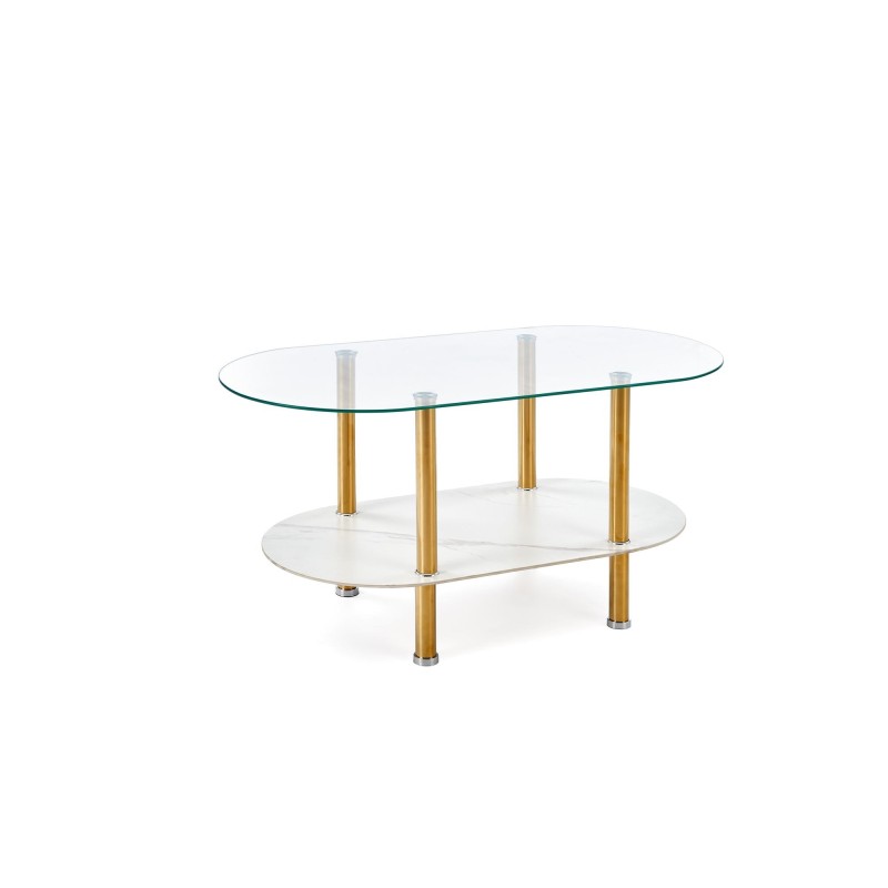"DUCAT Coffee Table, White Marble / Transparent / Gold" "DUCAT Coffee Table, White Marble / Transparent / Gold"