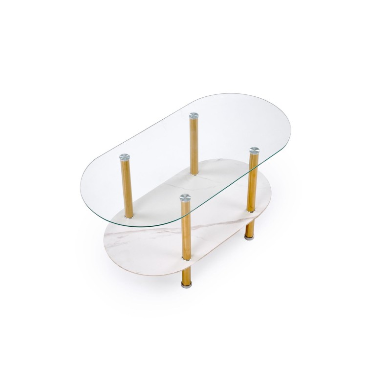 "DUCAT Coffee Table, White Marble / Transparent / Gold" "DUCAT Coffee Table, White Marble / Transparent / Gold"