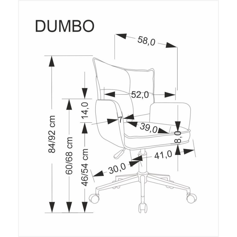 DUMBO fotel obrotowy jasny różowy DUMBO fotel obrotowy jasny różowy